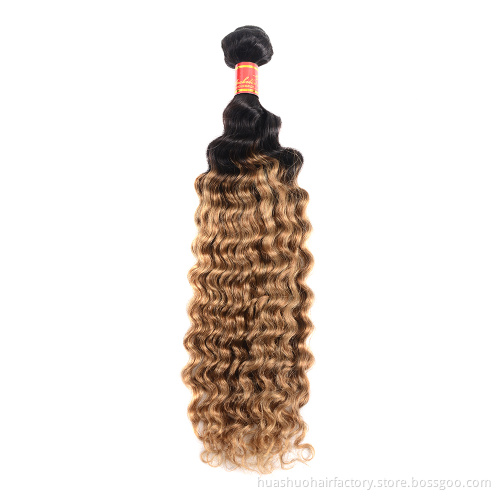 Ombre Color New Products Deep Wave Curly Cuticle Aligned Wholesale Remy Human 9A Brazilian Hair
